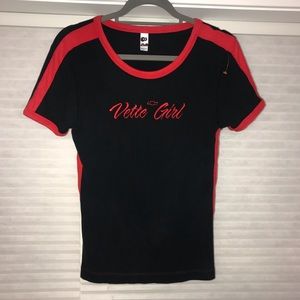 Woman’s Corvette Shirt red and black